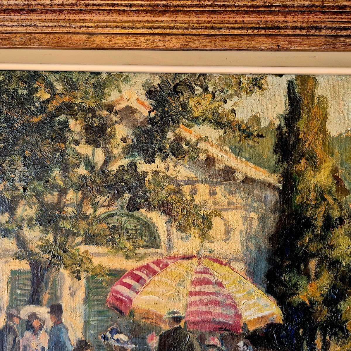 The Parasol, Impressionist Painting, Oil On Canvas, Signed Kp, Early 20th Century-photo-6