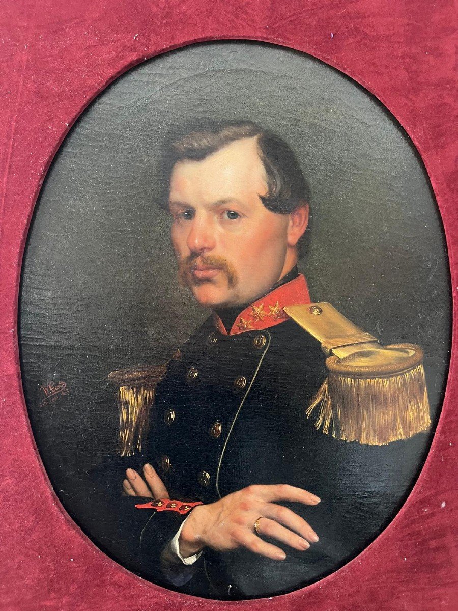 Portrait D’officier, Signé  Willem Geets, Huile Sur Toile, 1867, 19ème Siècle-photo-4