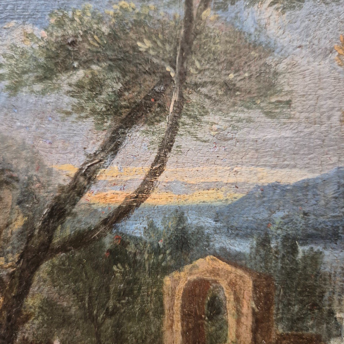 Italian Landscape With Ruins, Oil On Canvas, 19th Century-photo-6