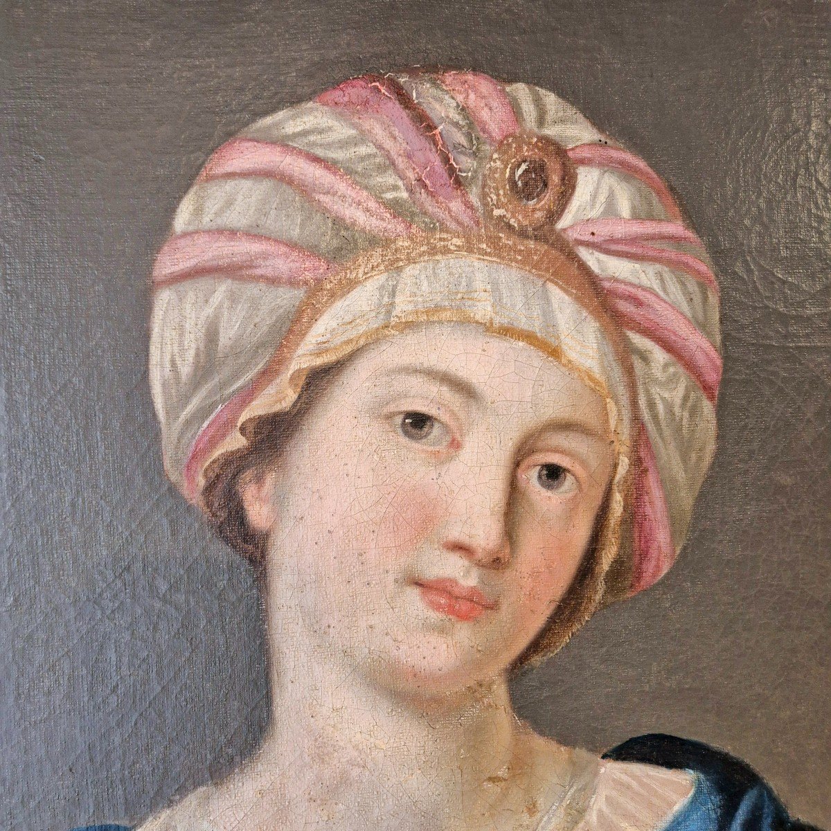 Sybille Au Turban Et Coupe De Fruits, Huile Sur Toile, 19e Siècle-photo-3