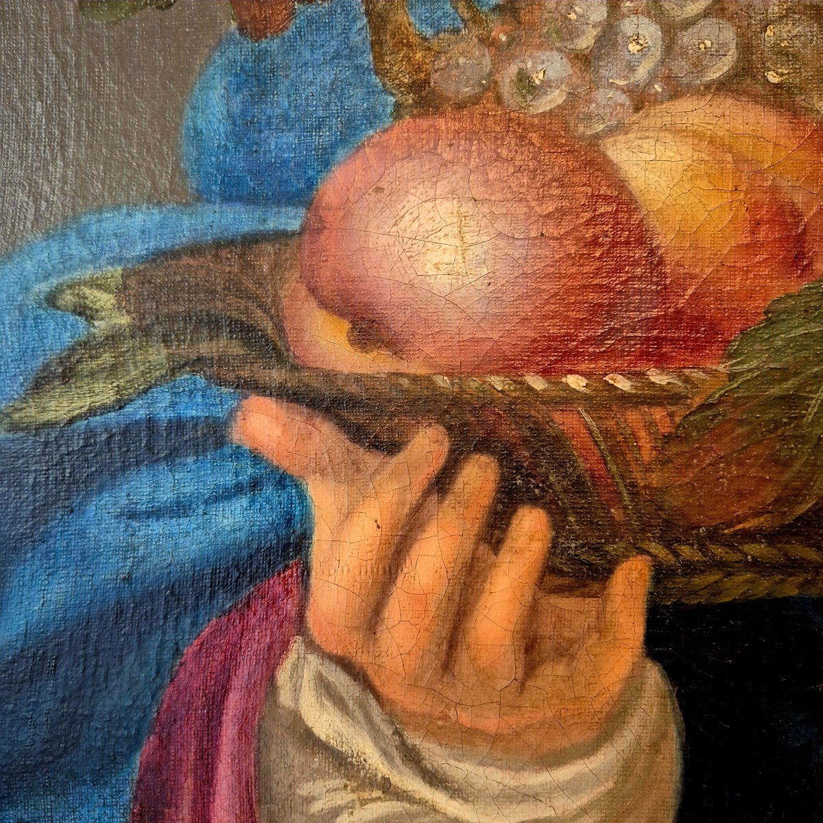 Sybille Au Turban Et Coupe De Fruits, Huile Sur Toile, 19e Siècle-photo-2