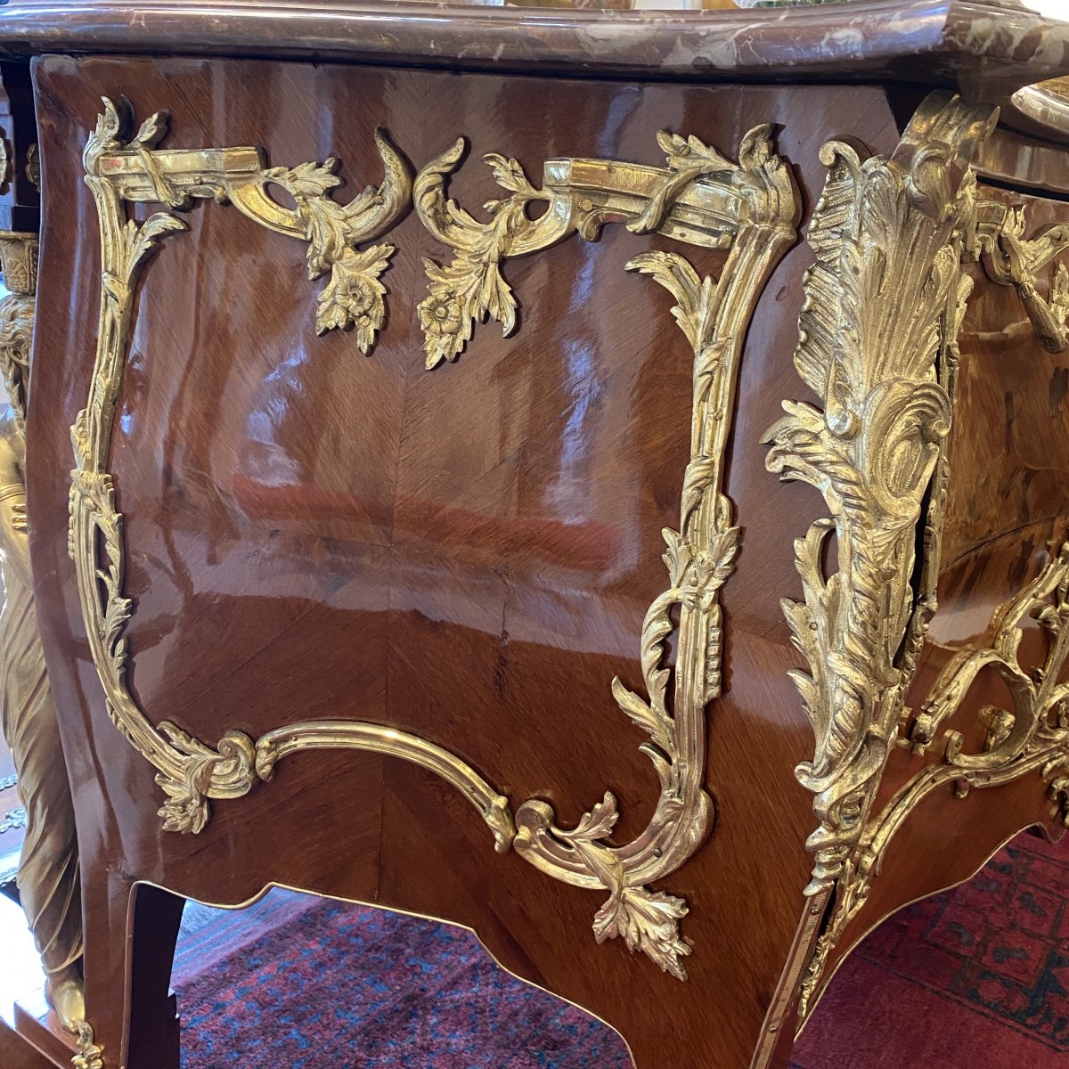 Grande Commode D’apparat De Style Louis XV Et D époque Fin XIX Ieme -photo-3