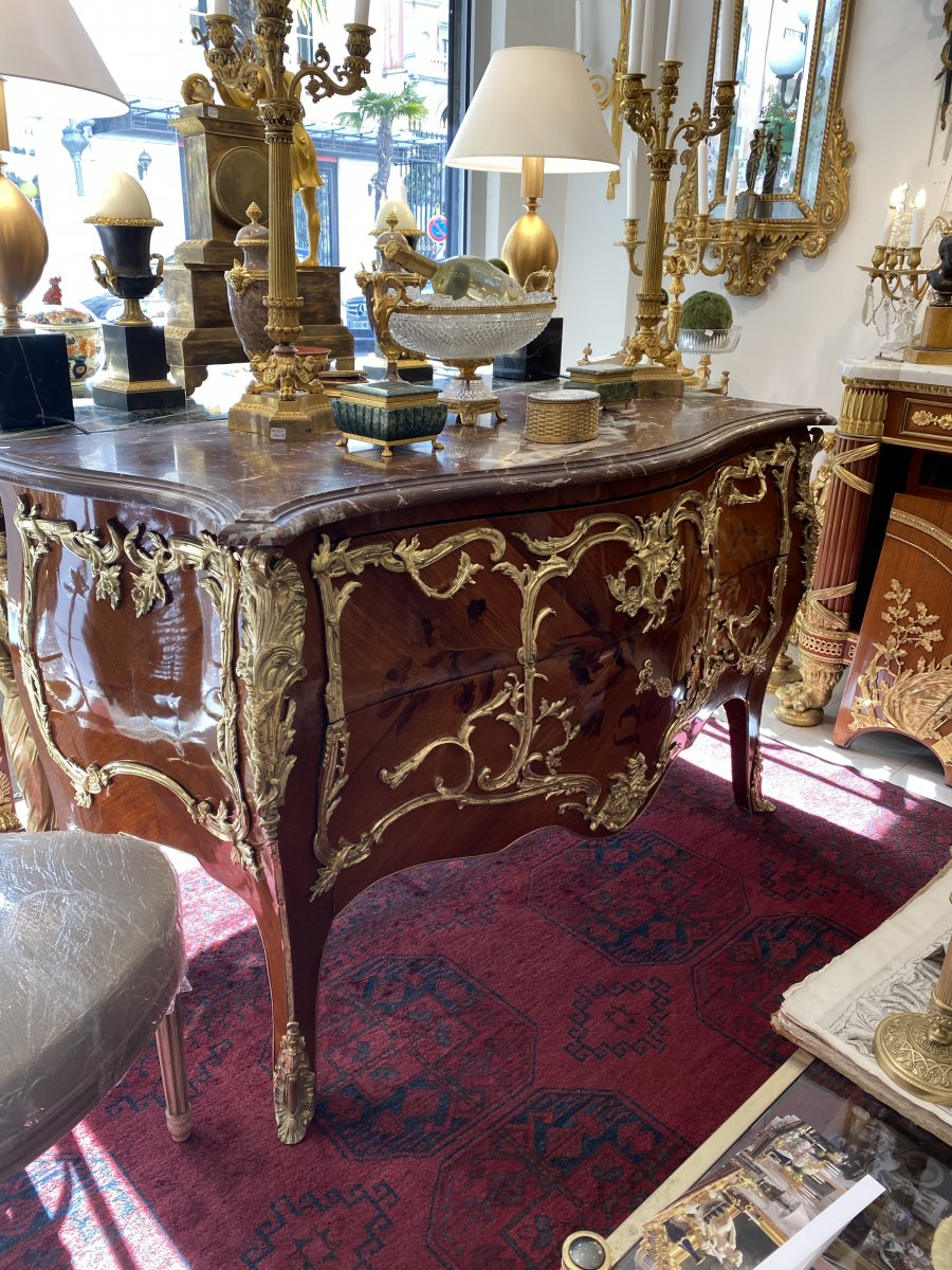 Grande Commode D’apparat De Style Louis XV Et D époque Fin XIX Ieme -photo-6