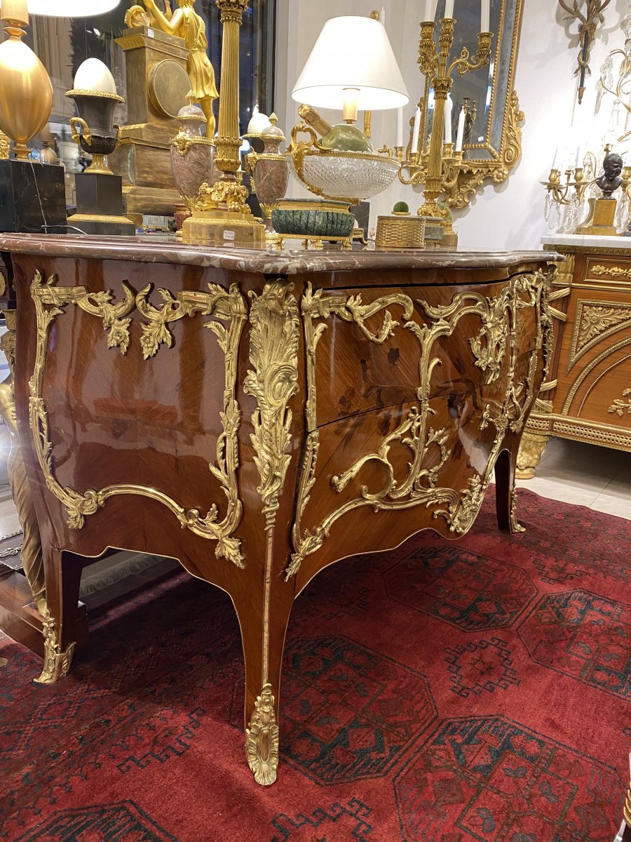 Grande Commode D’apparat De Style Louis XV Et D époque Fin XIX Ieme -photo-8