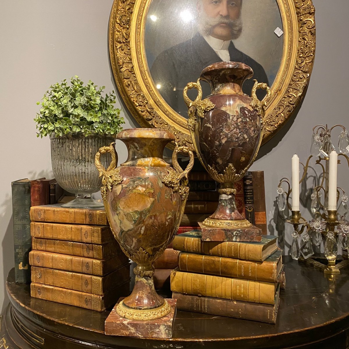 Pair Of Cassolettes In Marble And Gilt Bronze From Napoleon III