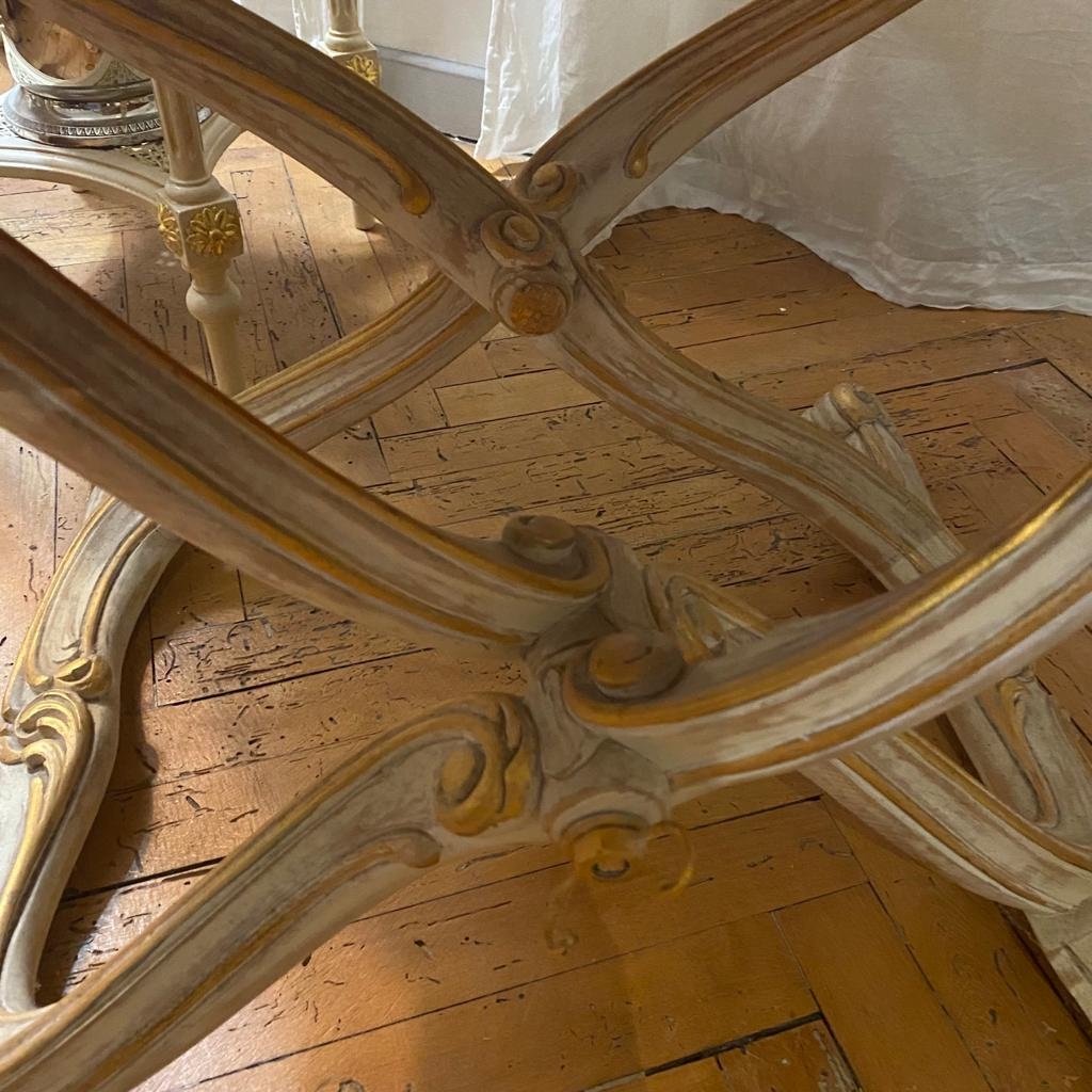 Pair Of Stools In X Said Folding Louis XV Style In Lacquered And Gilded Wood XX I-photo-2