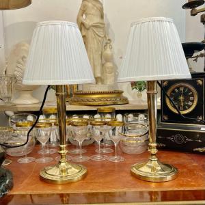 Pair Of Directoire Candlesticks Early XIX Ieme Mounted In Lamps