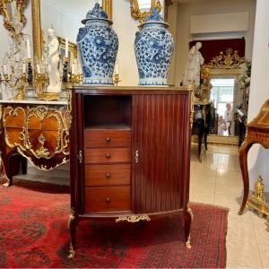 Support Furniture With Curtains In Mahogany Marble Top XIXth Century