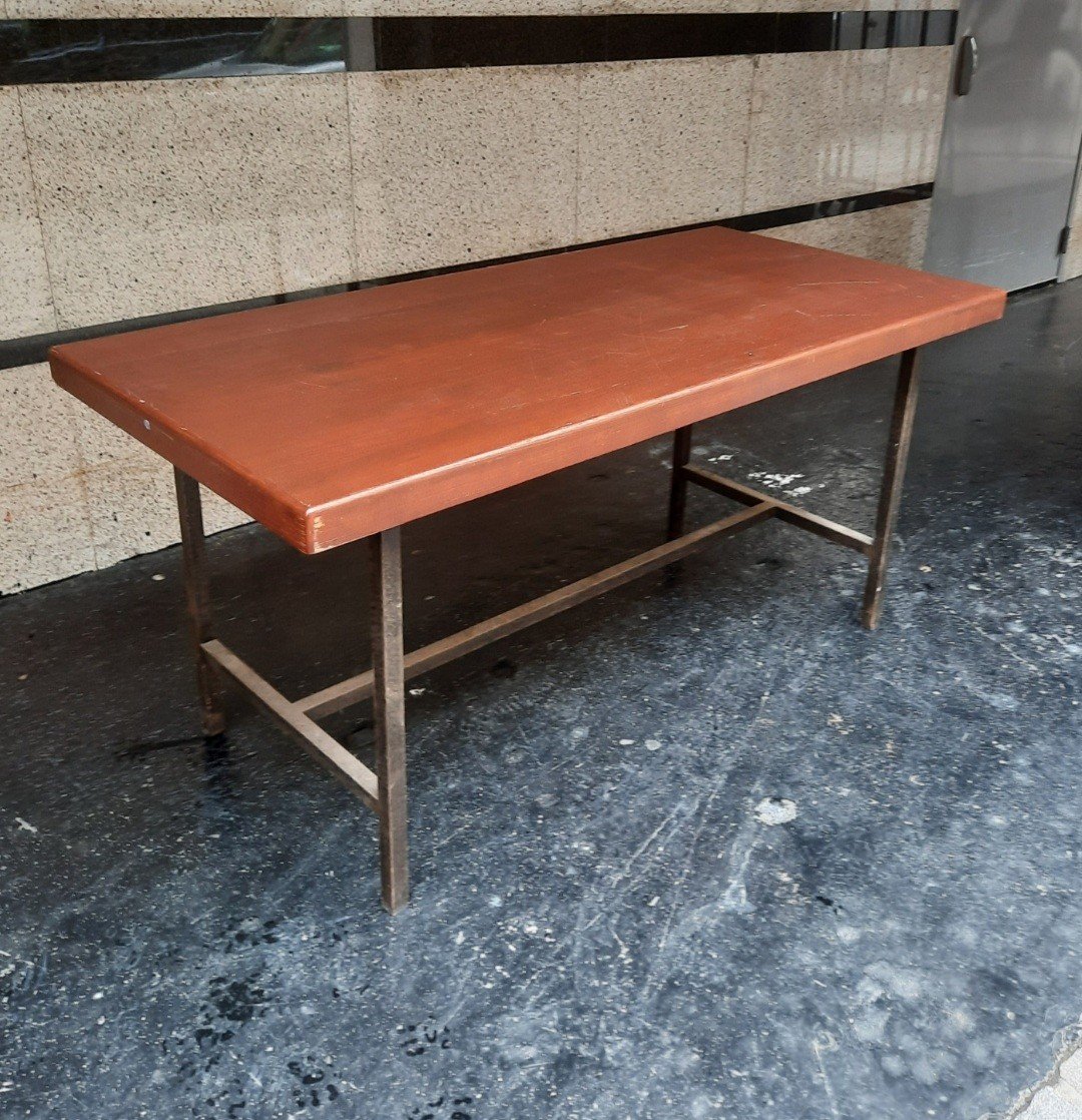 Contemporary Rectangular Table Wood And Steel