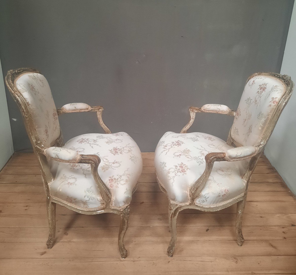 Pair Of Louis XV Period Cabriolet Armchairs -photo-2