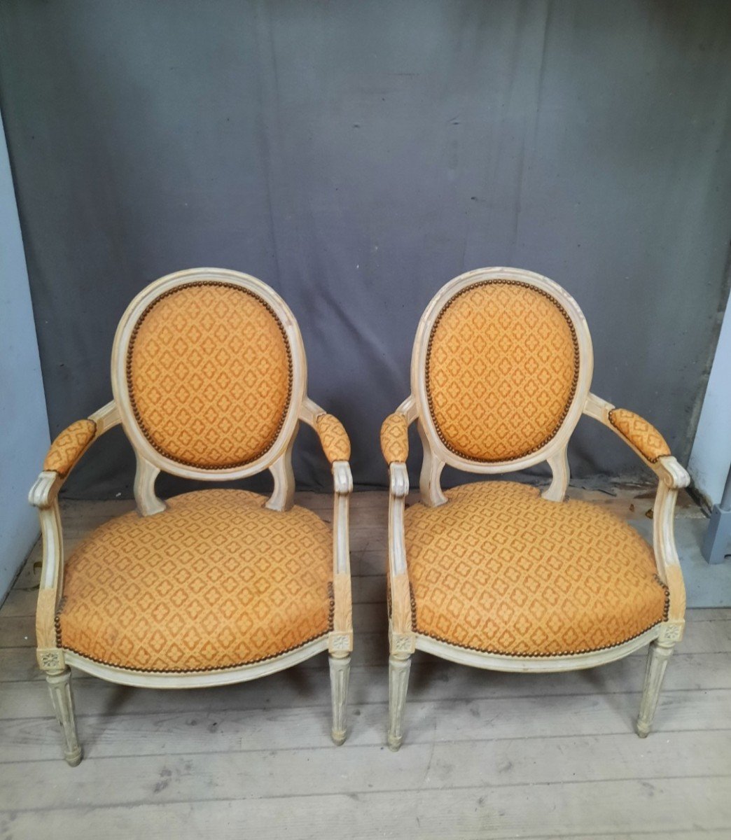 Pair Of Louis XVI Style Armchairs -photo-2