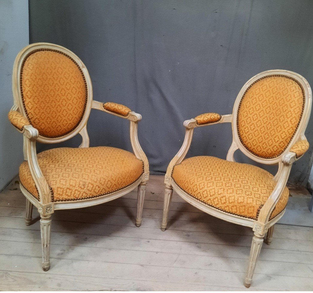 Paire De Fauteuil Style Louis XVI -photo-4