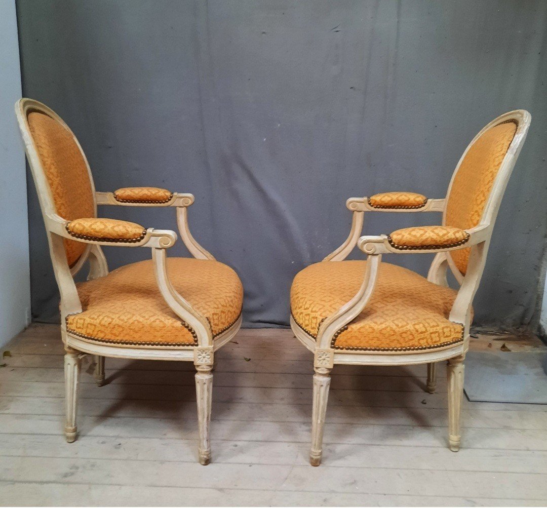 Pair Of Louis XVI Style Armchairs -photo-1