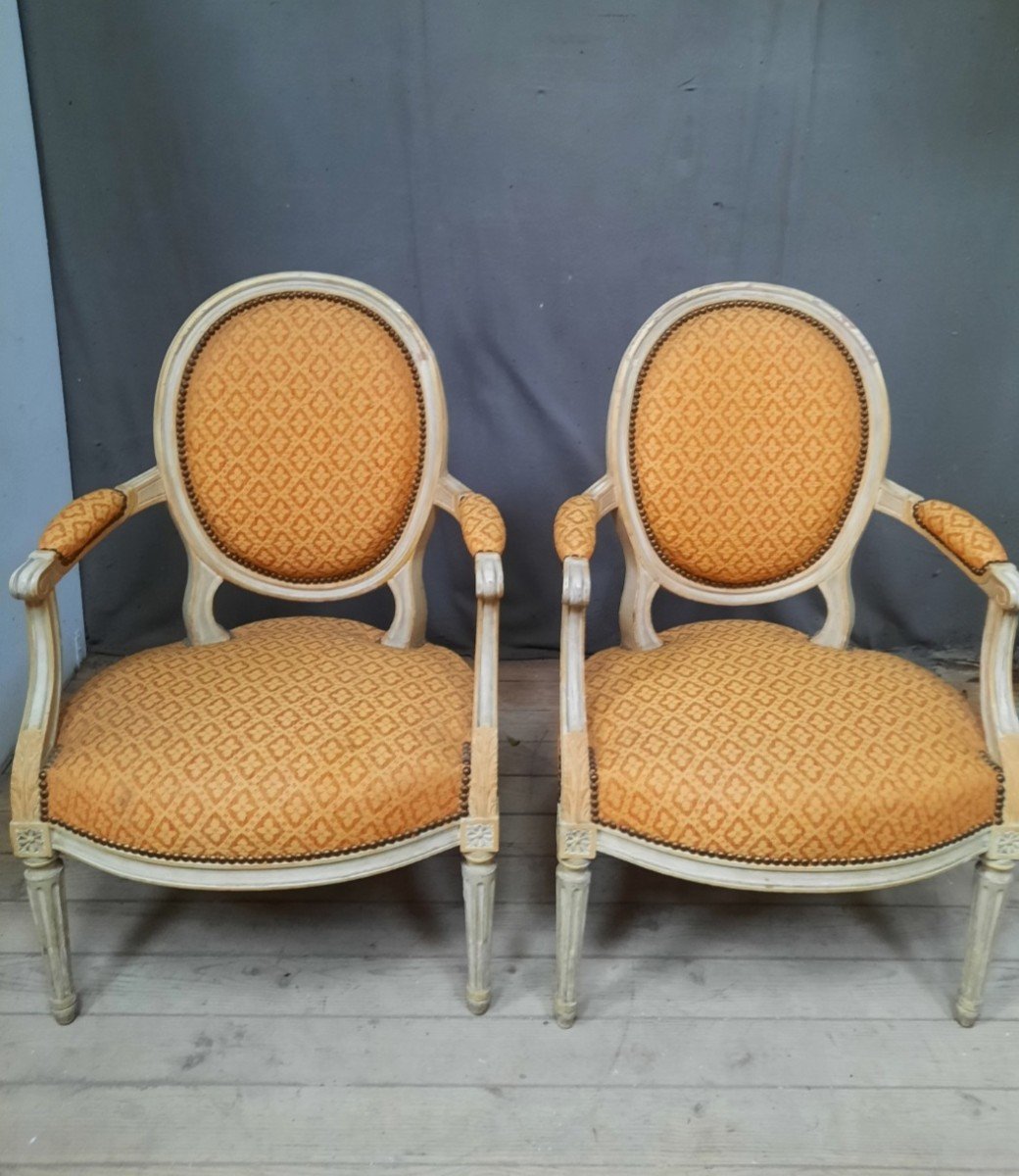 Paire De Fauteuil Style Louis XVI 