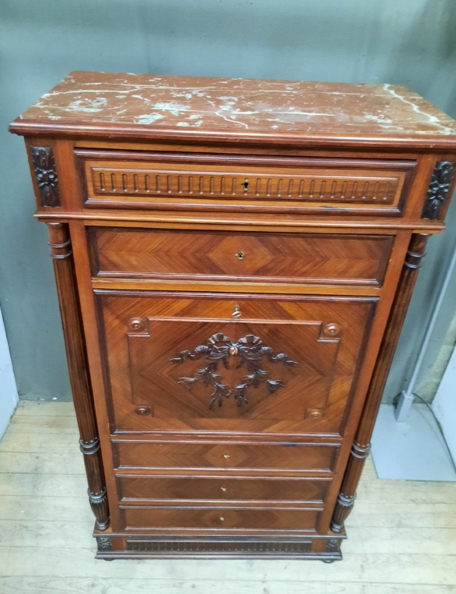 "1900" Veneered Column Secretary-photo-3