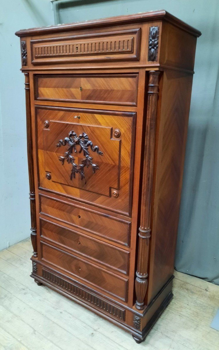 "1900" Veneered Column Secretary-photo-2