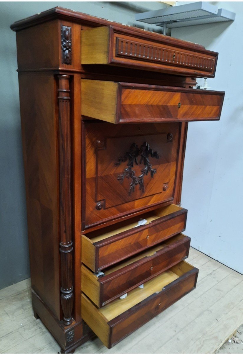 "1900" Veneered Column Secretary-photo-5