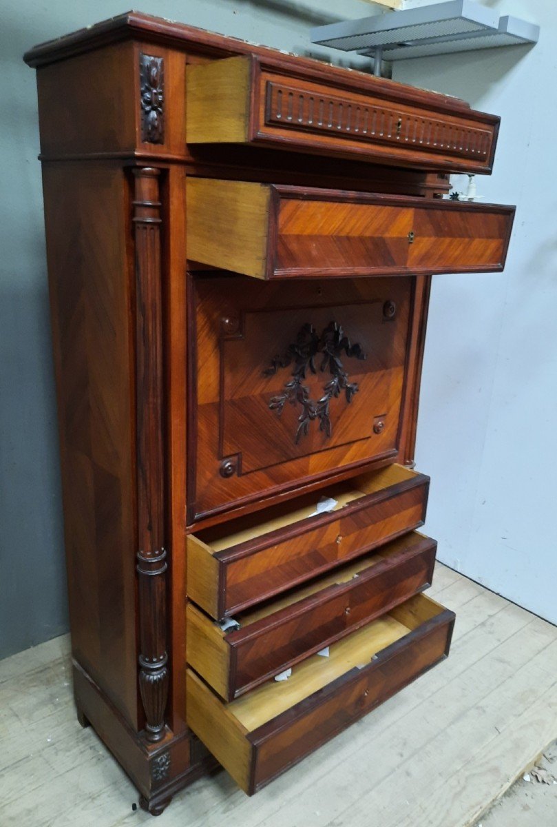 "1900" Veneered Column Secretary-photo-6