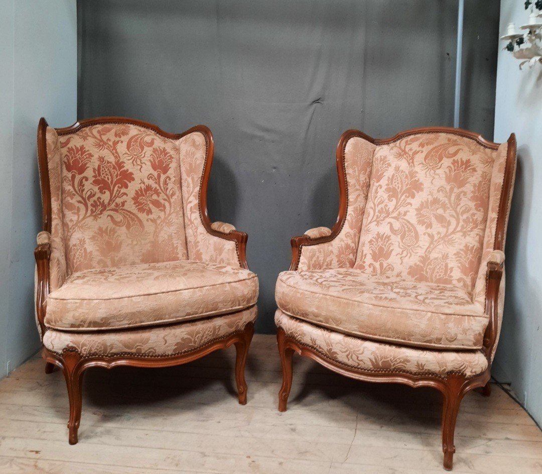 Pair Of Louis XV Style Bergere Armchairs 