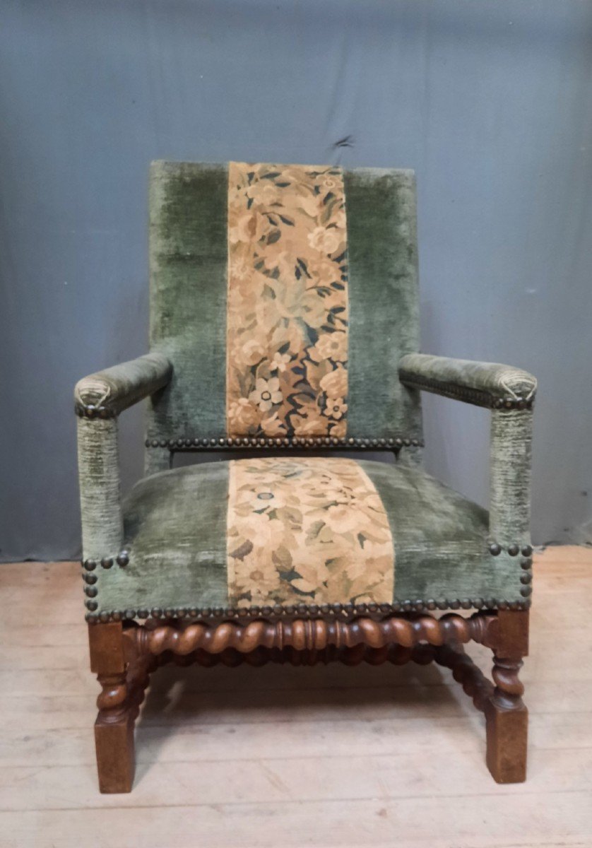 Two Louis XIII Armchairs Part W Period-photo-4