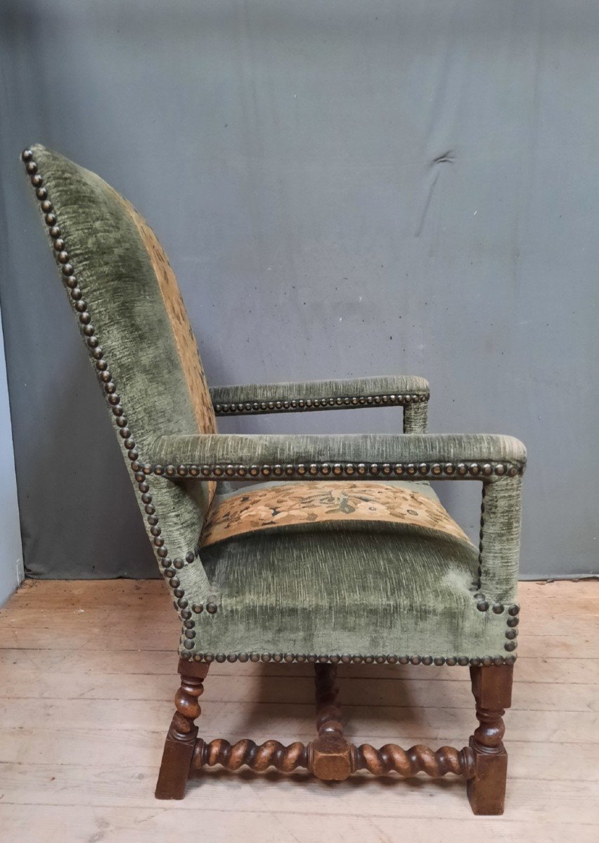 Two Louis XIII Armchairs Part W Period-photo-6