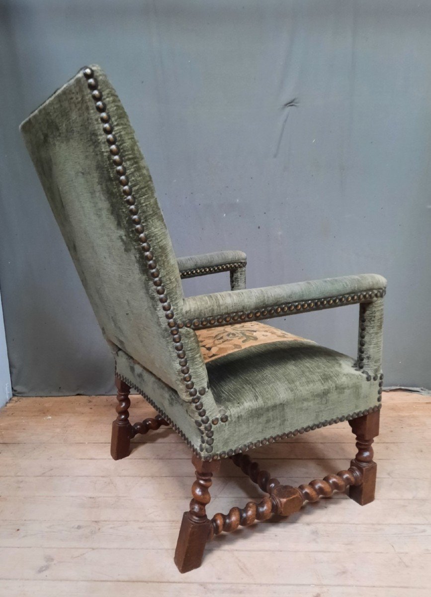 Two Louis XIII Armchairs Part W Period-photo-7