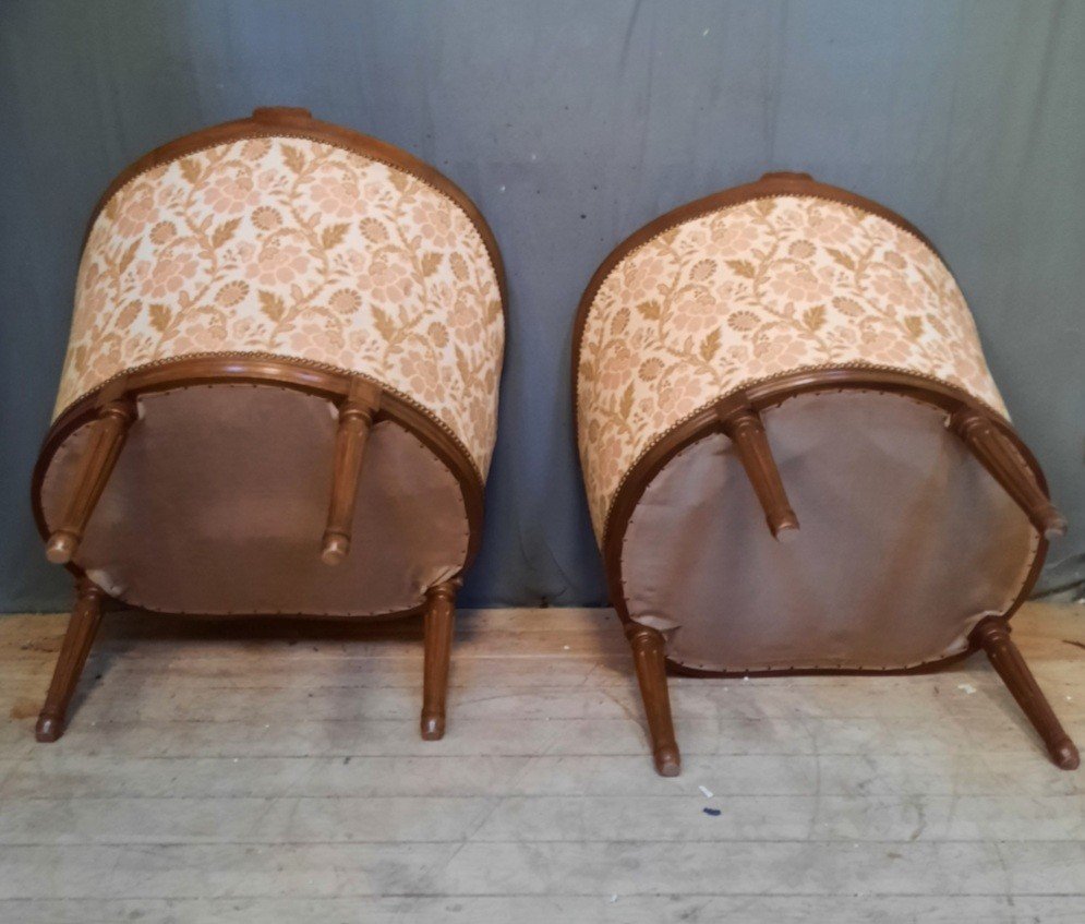 Pair Of Louis XVI Style Low Bergere Chairs -photo-5