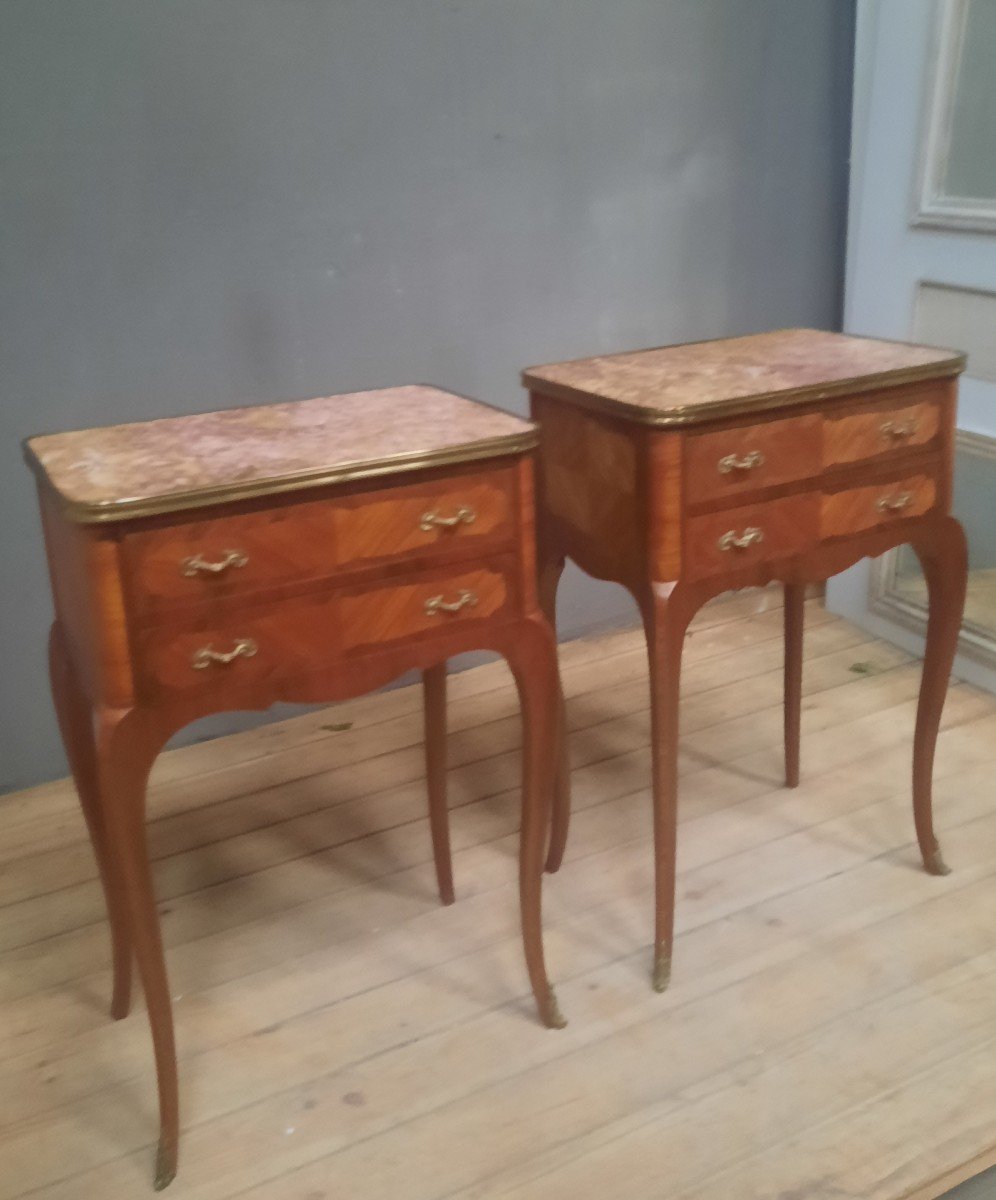 Pair Of Transition Bedside Tables In Veneer-photo-2