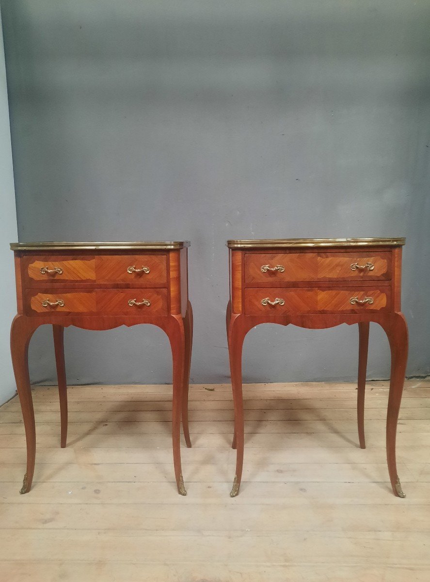 Pair Of Transition Bedside Tables In Veneer-photo-3