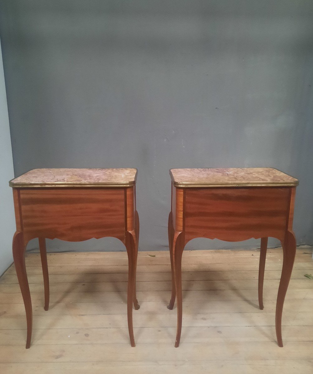 Pair Of Transition Bedside Tables In Veneer-photo-3