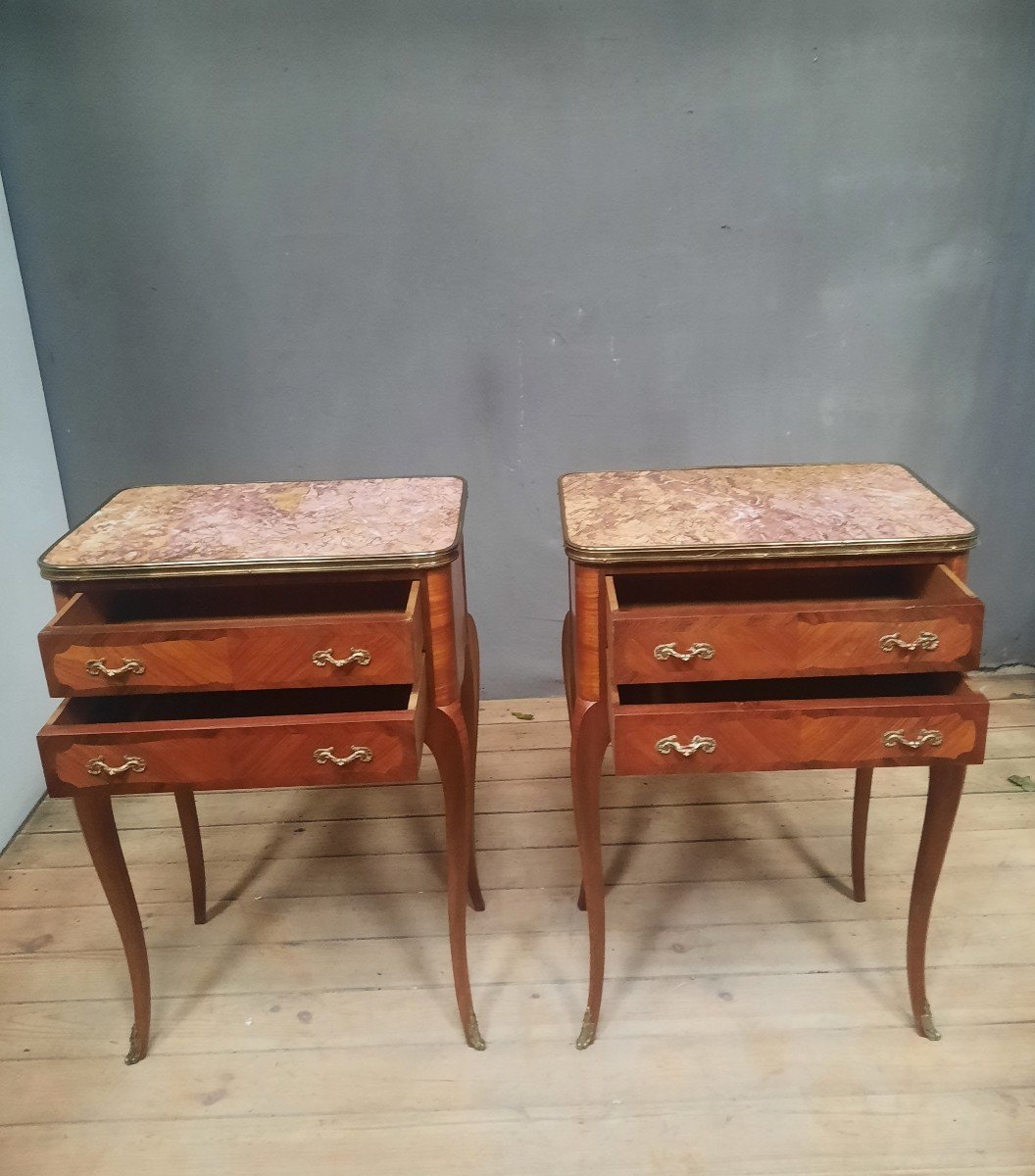 Pair Of Transition Bedside Tables In Veneer-photo-4