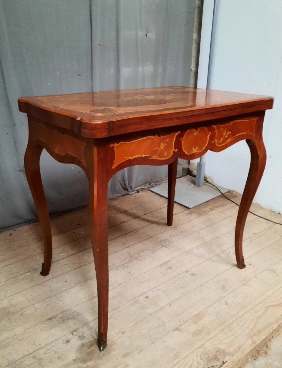 Louis XV Style Marquetry Game Table-photo-4