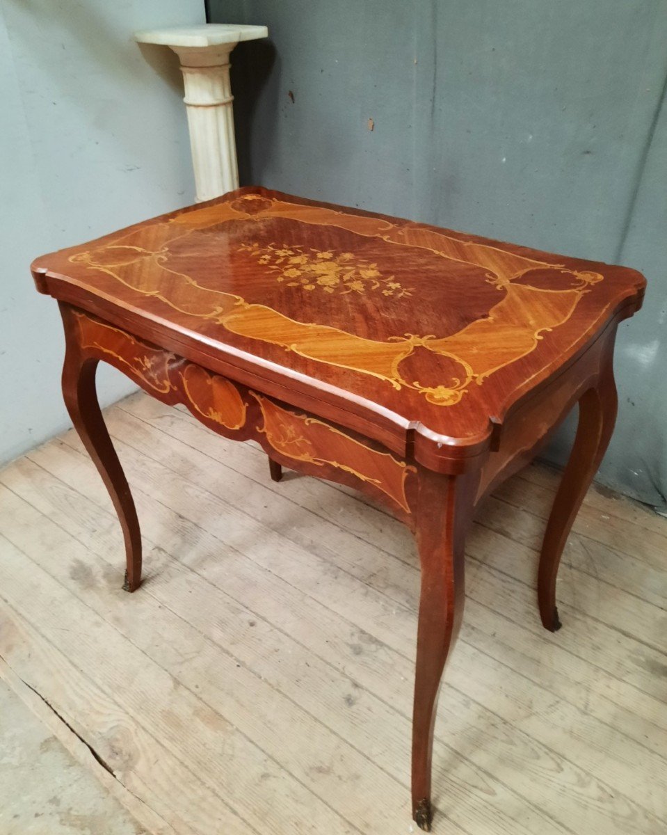 Louis XV Style Marquetry Game Table-photo-1