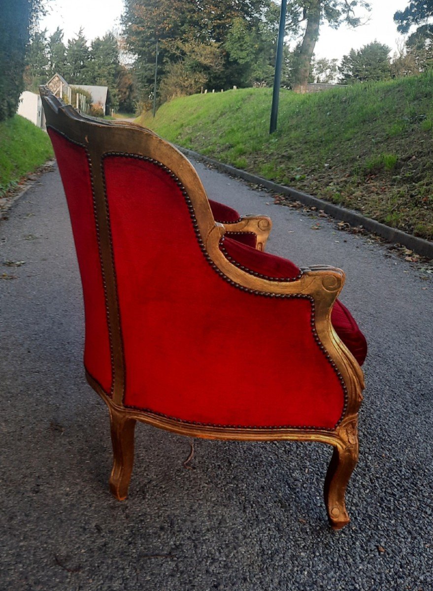 Large Bergère Capitonnée De Style Louis XV -photo-3