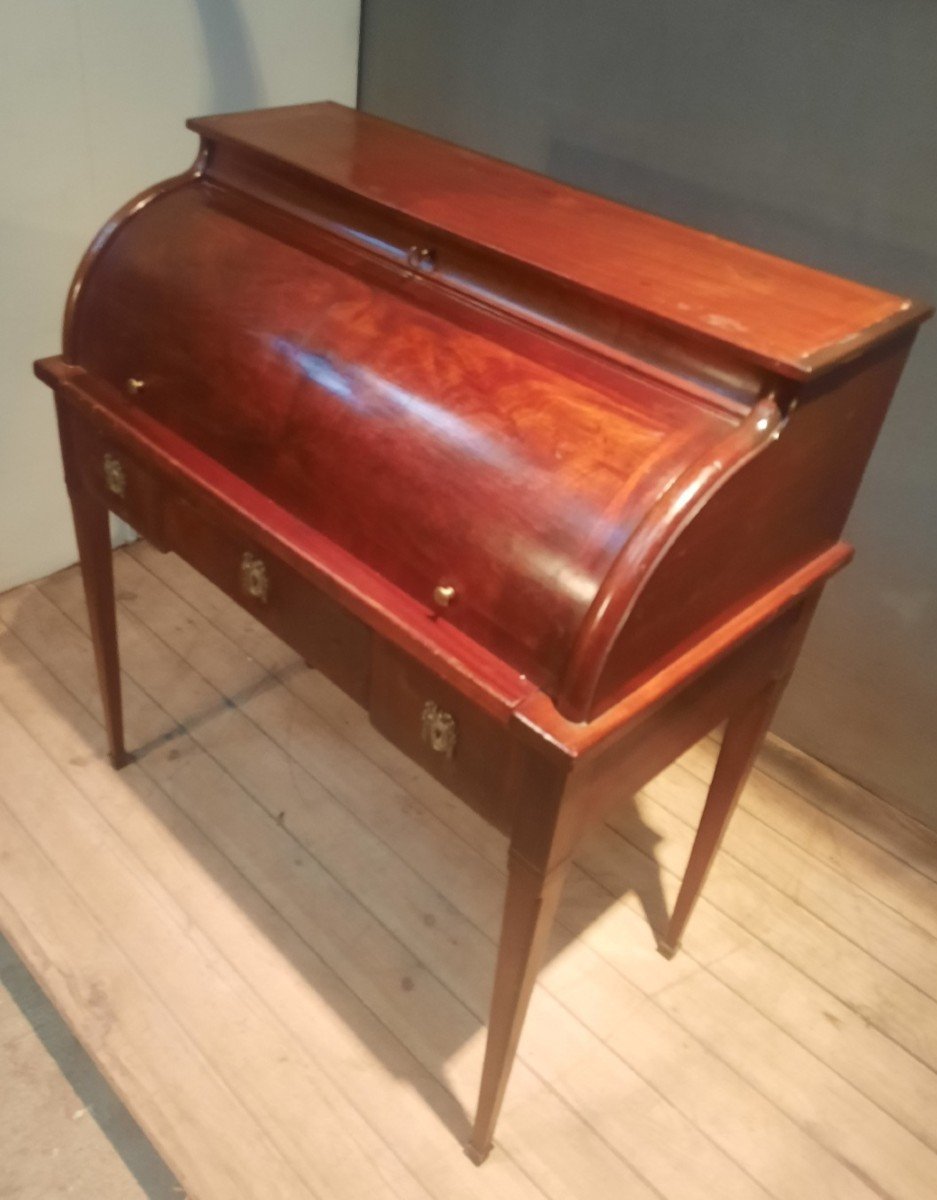 Cylinder Desk In Mahogany From The Nineteenth Sciecle -photo-3