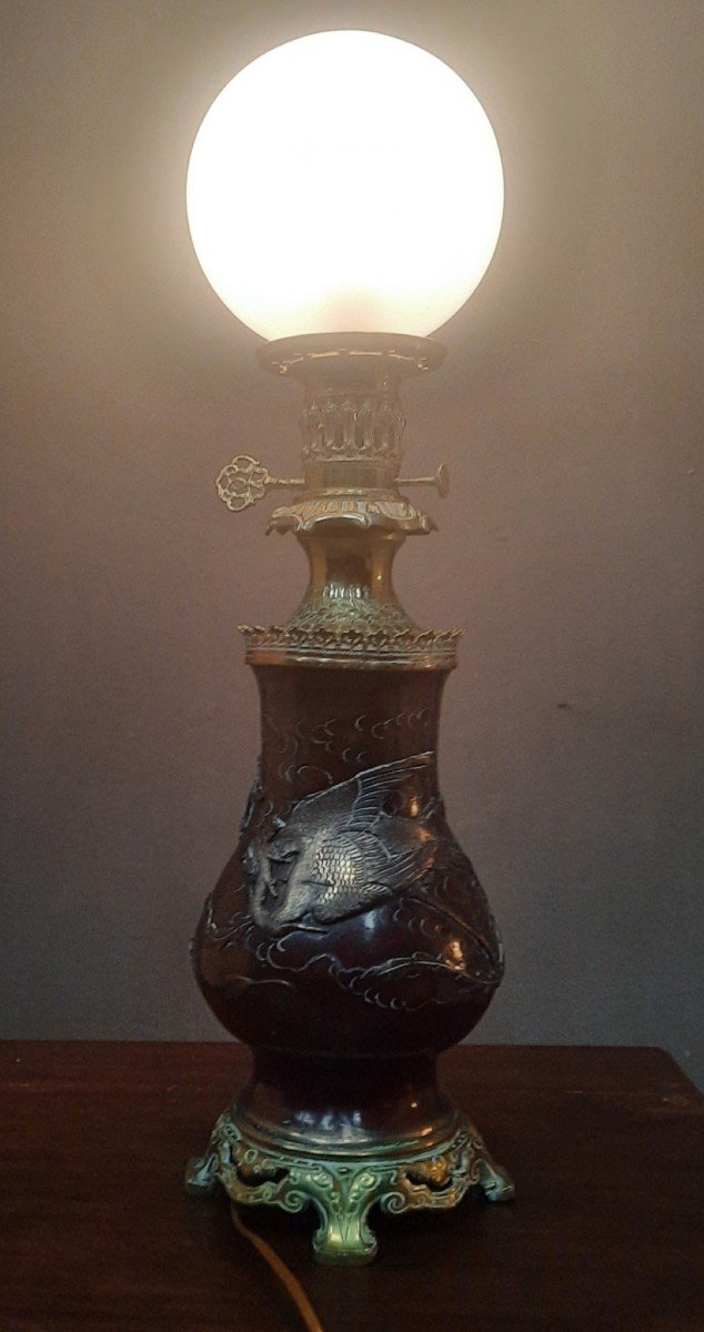 Lampe Chinoise En Bronze-photo-3