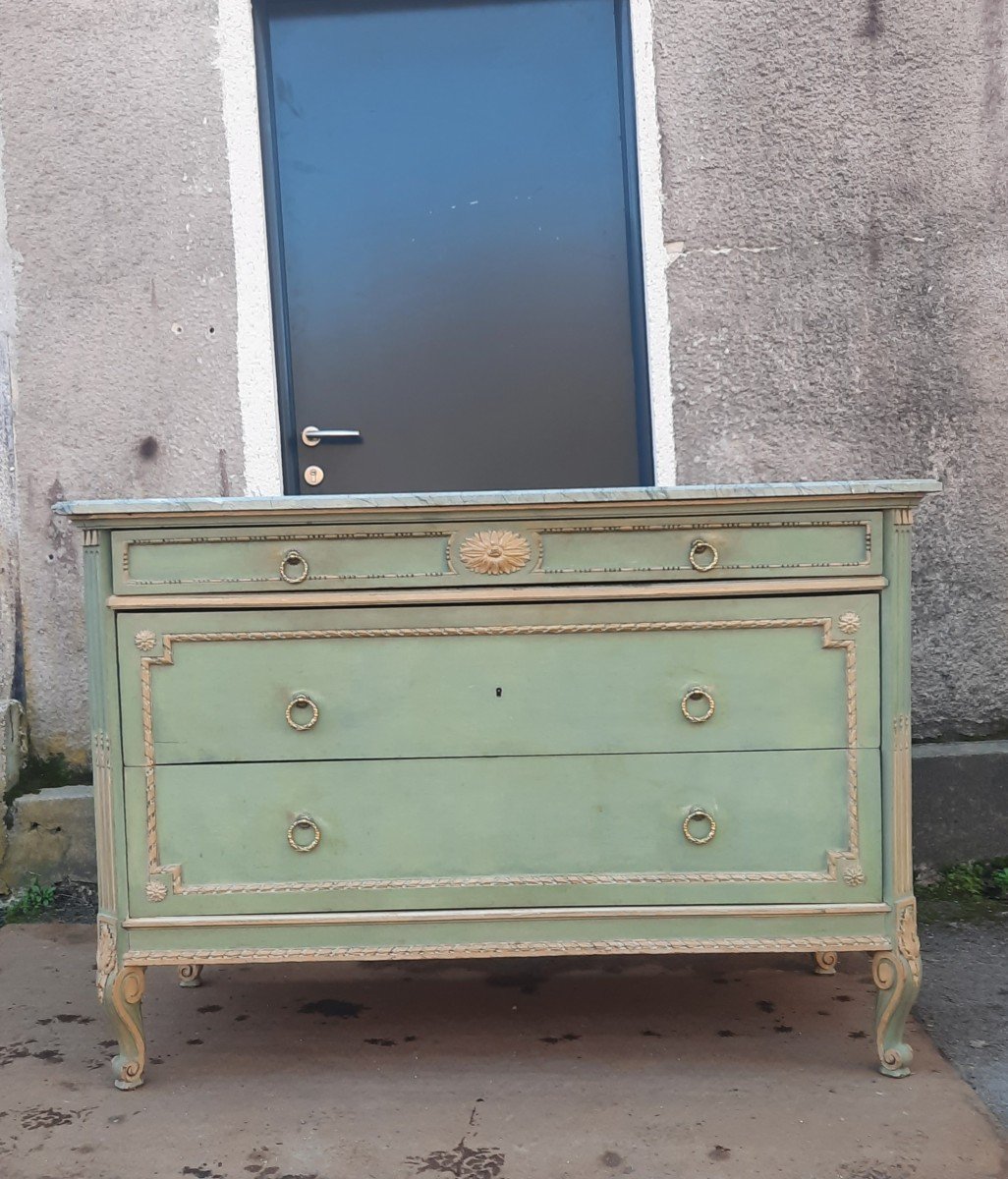 Louis XVI Style Painted Chest Of Drawers -photo-2