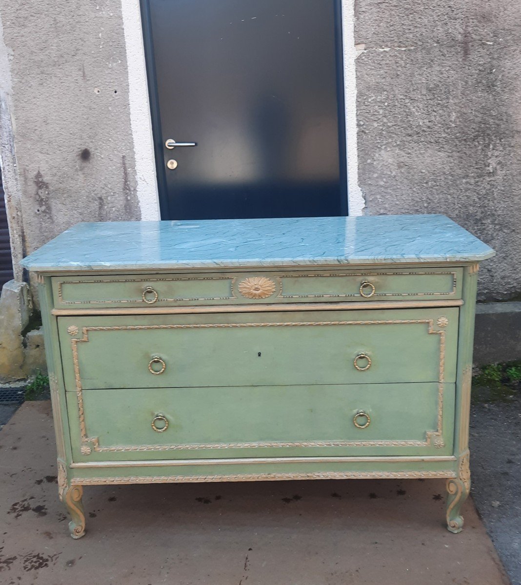 Louis XVI Style Painted Chest Of Drawers -photo-3