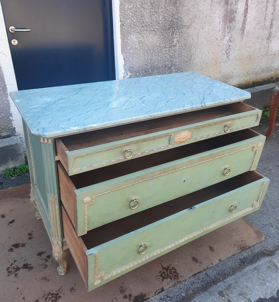 Louis XVI Style Painted Chest Of Drawers -photo-4