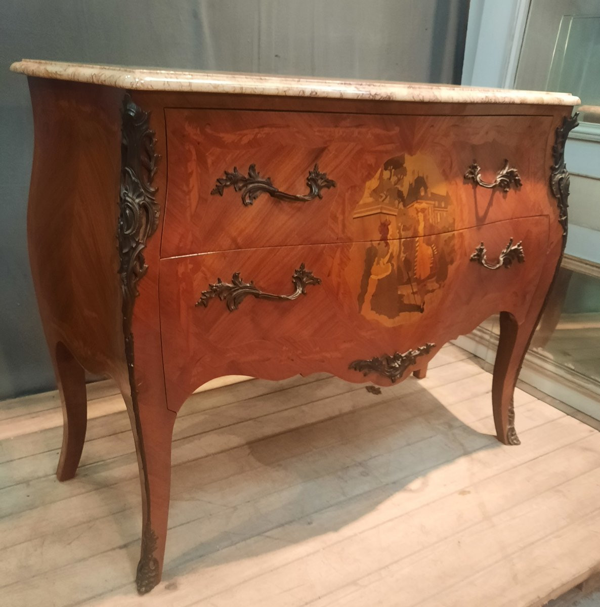 Commode En Marquetterie De Style Louis XV -photo-4