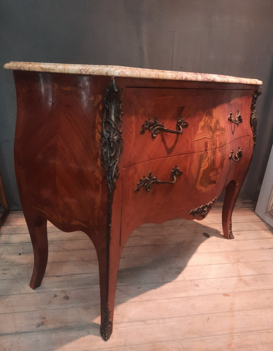 Commode En Marquetterie De Style Louis XV -photo-6