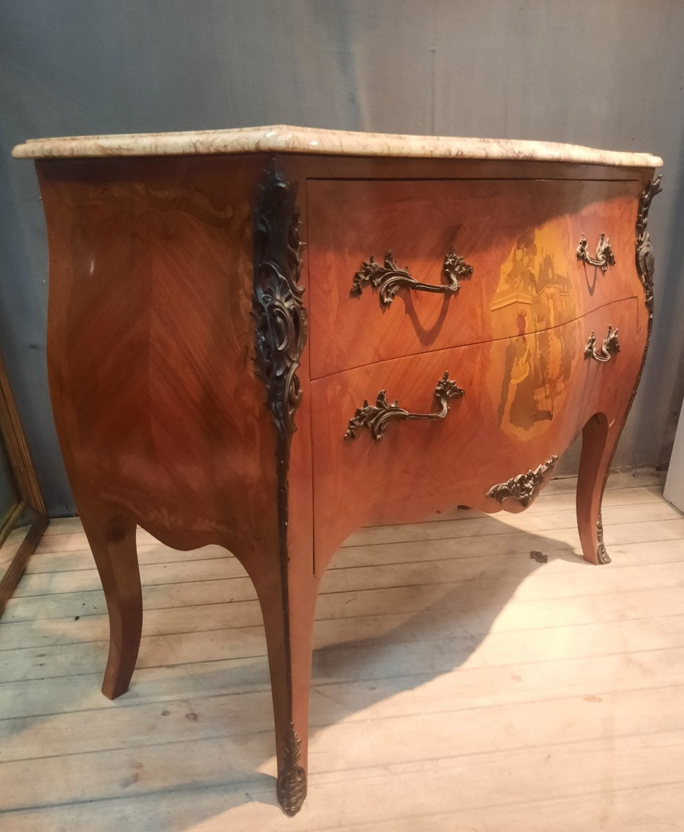 Commode En Marquetterie De Style Louis XV -photo-7