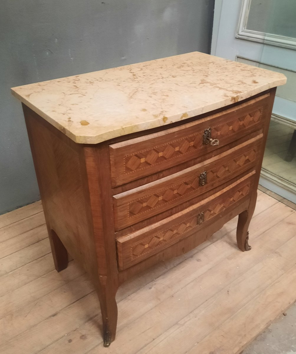Louis XV Style Marquetry Chest Of Drawers -photo-1