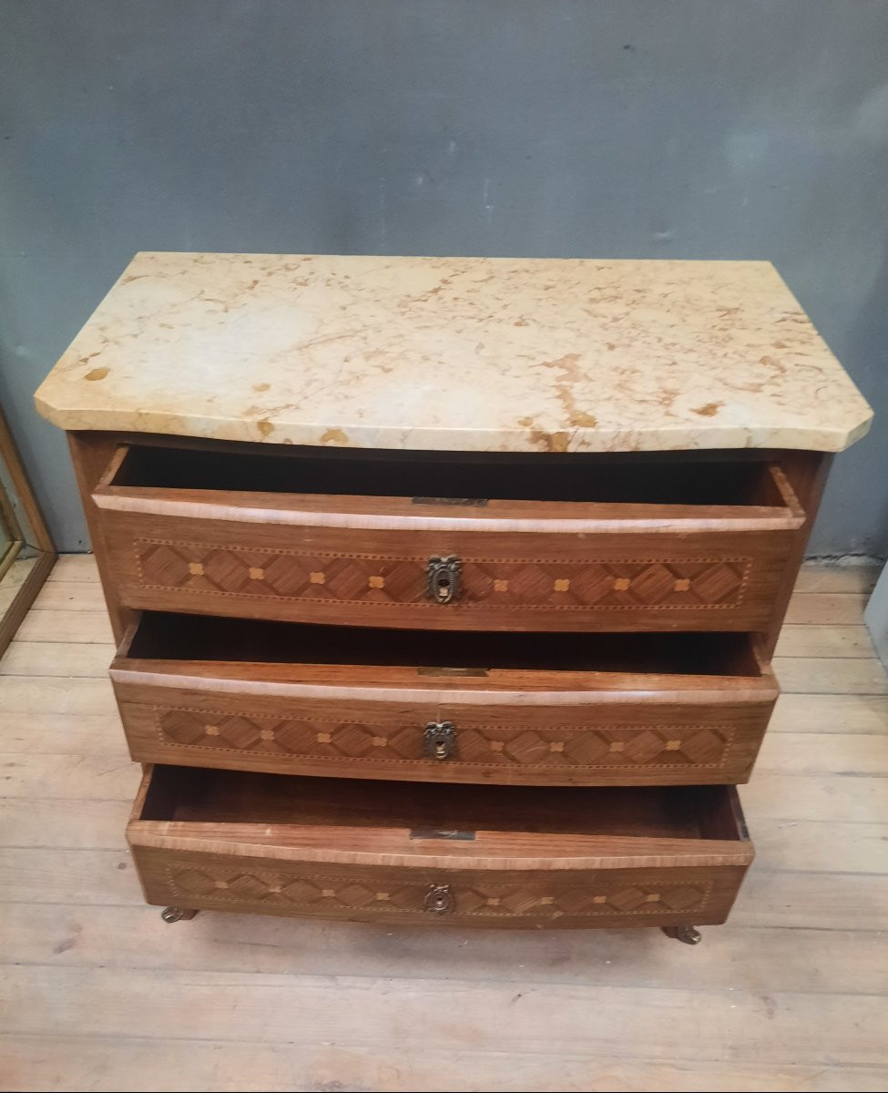 Louis XV Style Marquetry Chest Of Drawers -photo-4