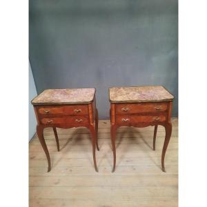 Pair Of Transition Bedside Tables In Veneer