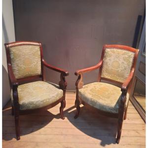 Pair Of Restoration Mahogany Armchairs