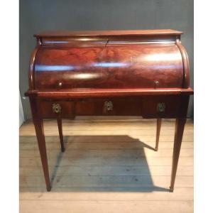 Cylinder Desk In Mahogany From The Nineteenth Sciecle 