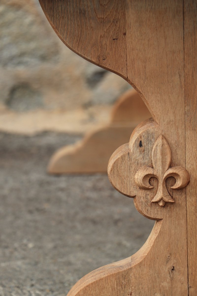 Table De Monastère Fleur De Lys - Chêne Massif -photo-1