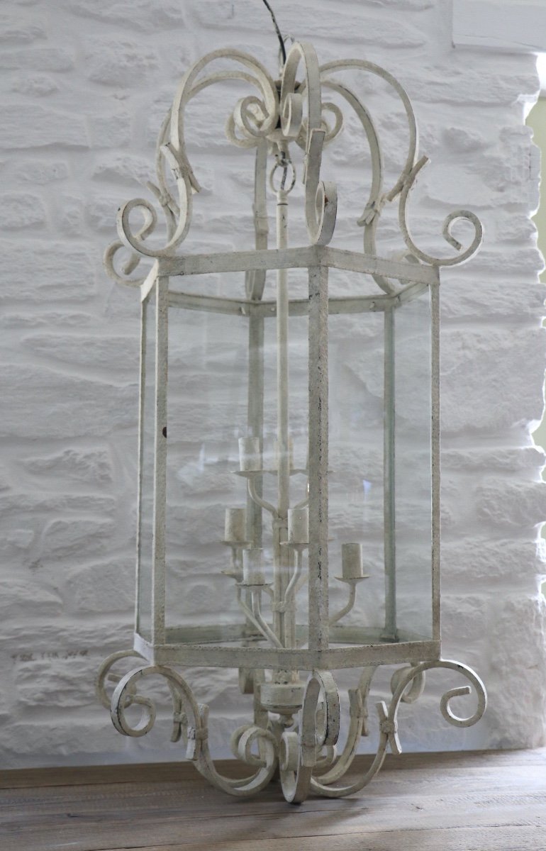 Large Wrought Iron Castle Lantern Louis XIV Style