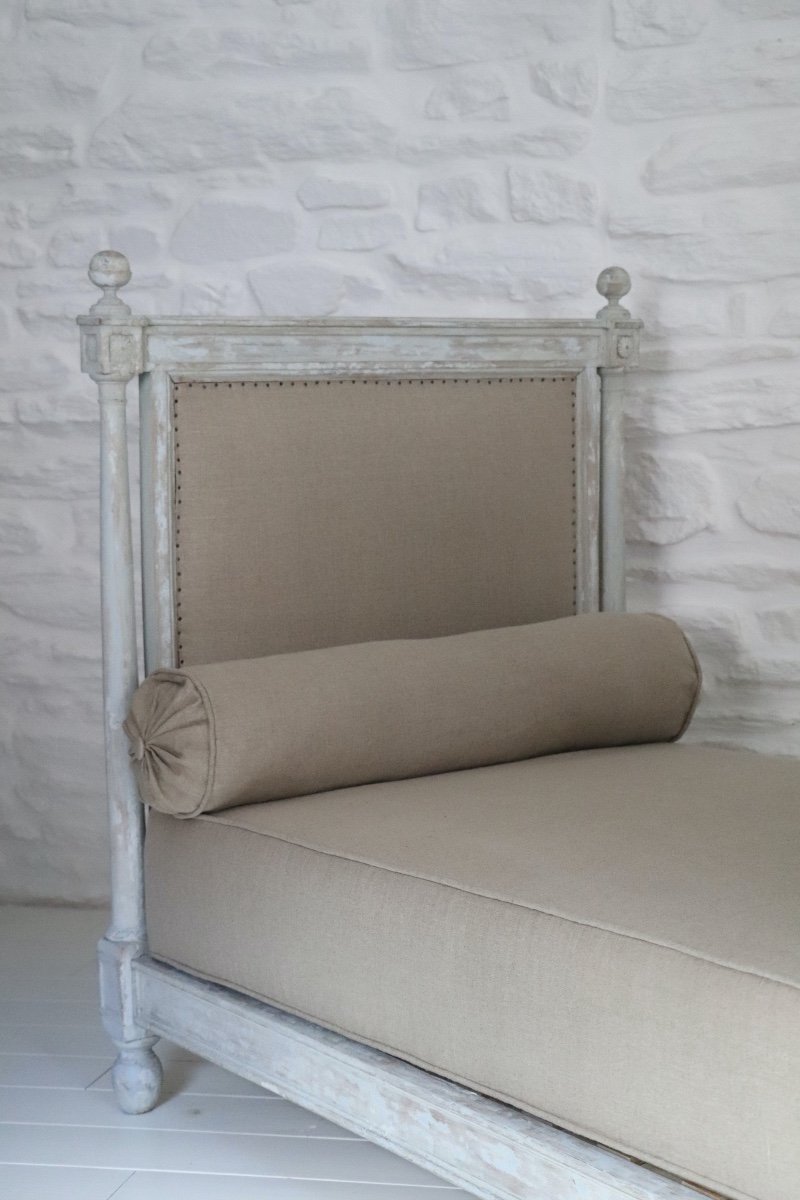 Directoire Period Daybed Bench Reupholstered In Linen -photo-1